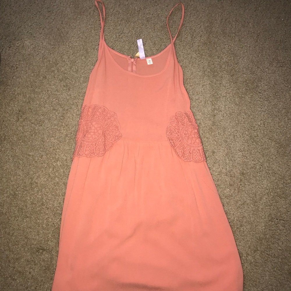 Coral Pink Dress, Lace detailing